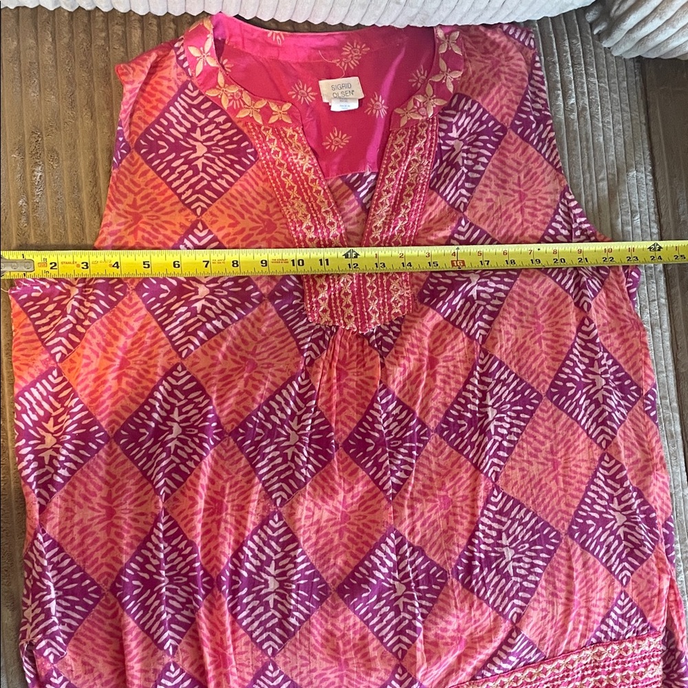 Sigrid Olsen Geometric Pink and Purple Top